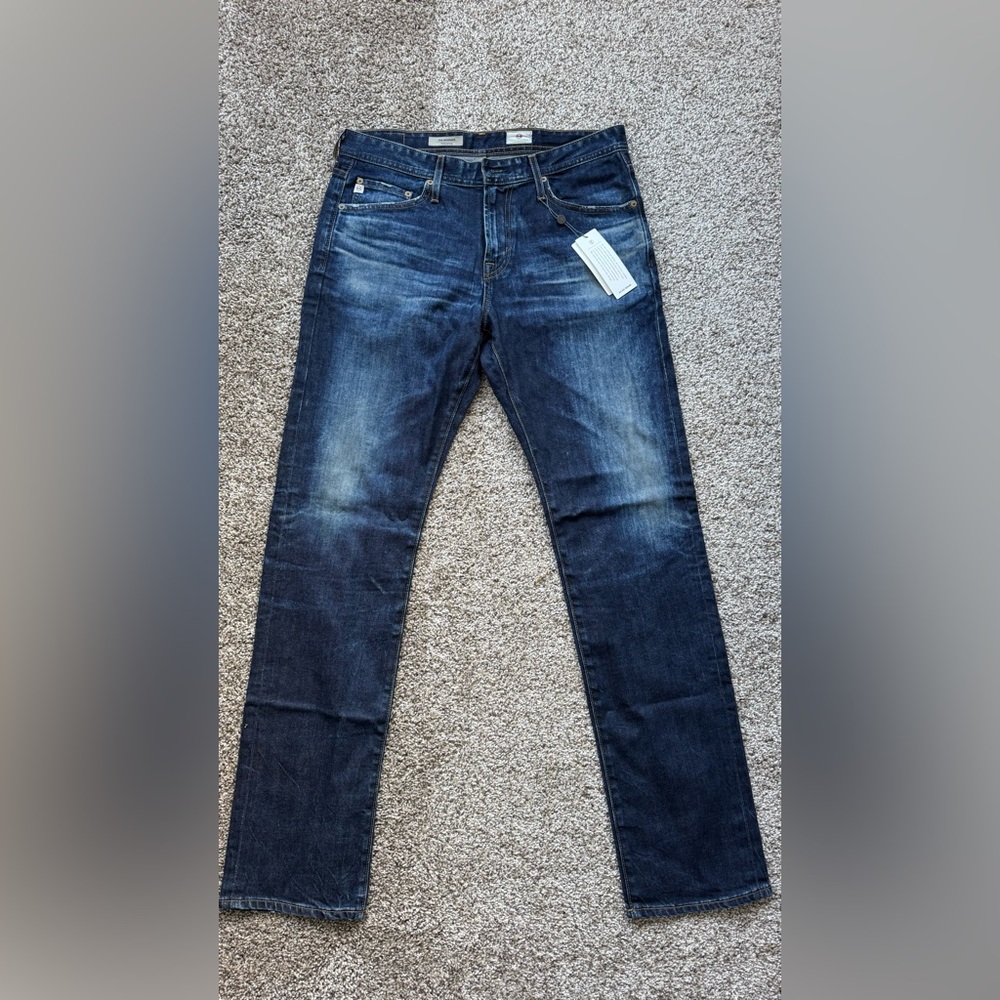 AG Adriano Goldschmmied Men's Dark Blue Straight Jeans